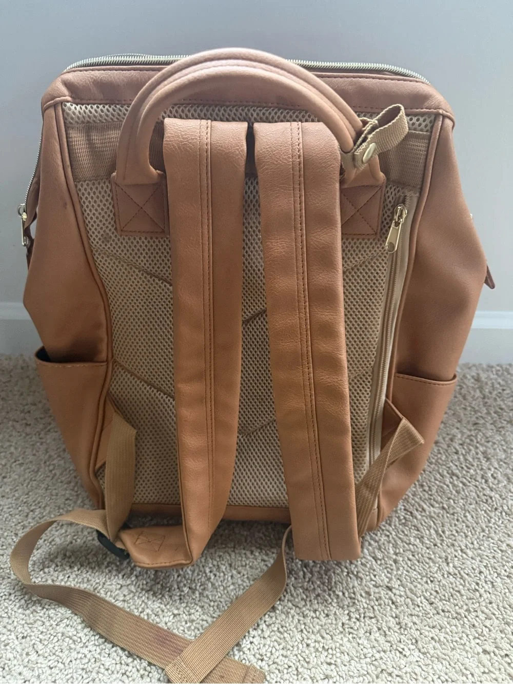 Backpack Tote in Cognac Brown - Unbranded